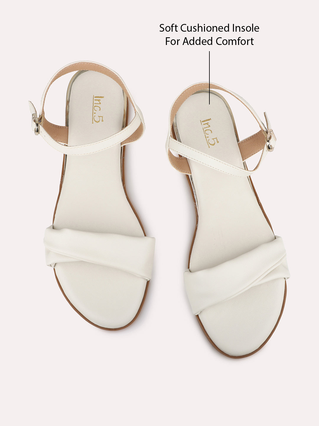 Womens Cream Casual Solid Open Toe Sandals