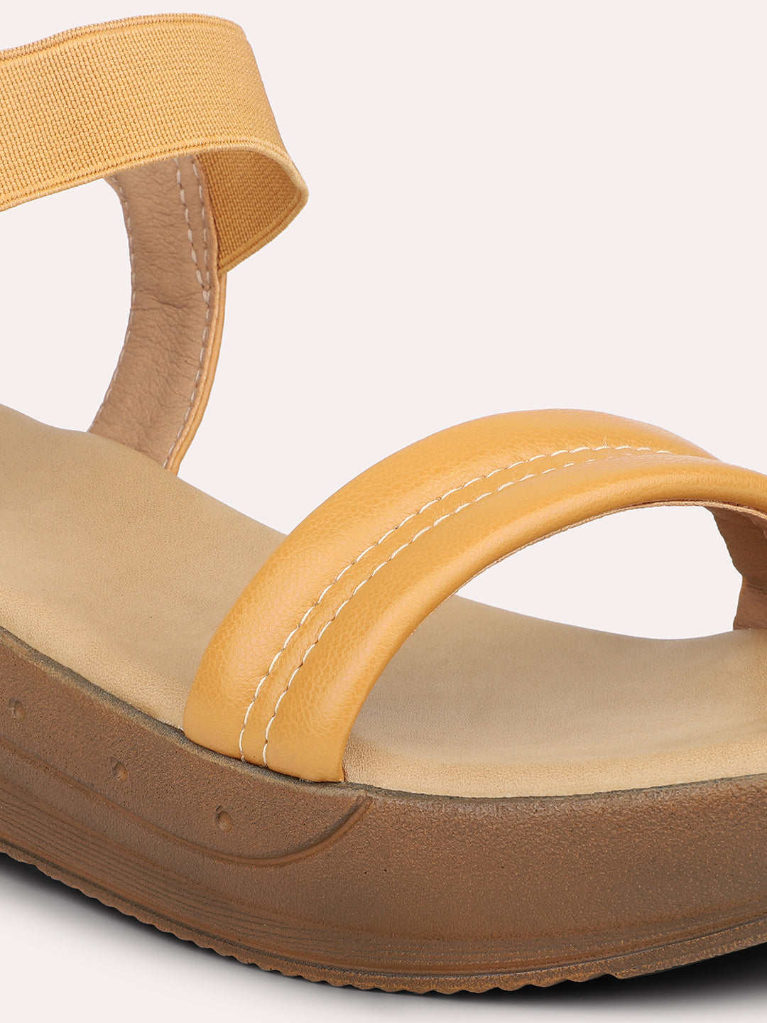 Women Yellow Open Toe Wedges Heels