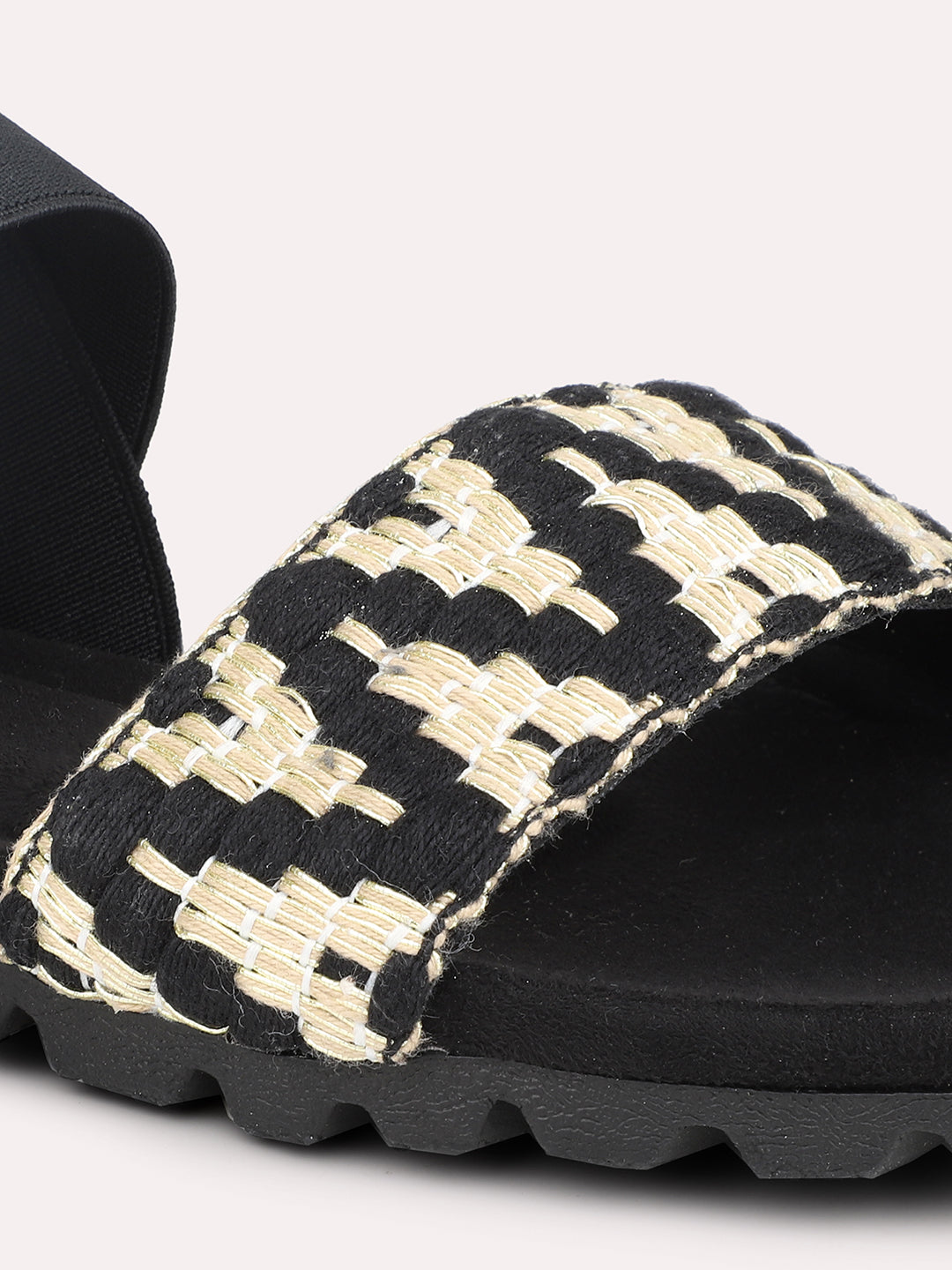 Women Black Open Toe Backstrap Sandals