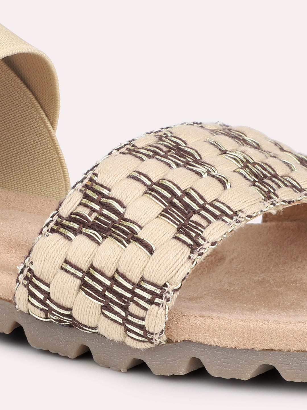 Women Beige Open Toe Backstrap Sandals