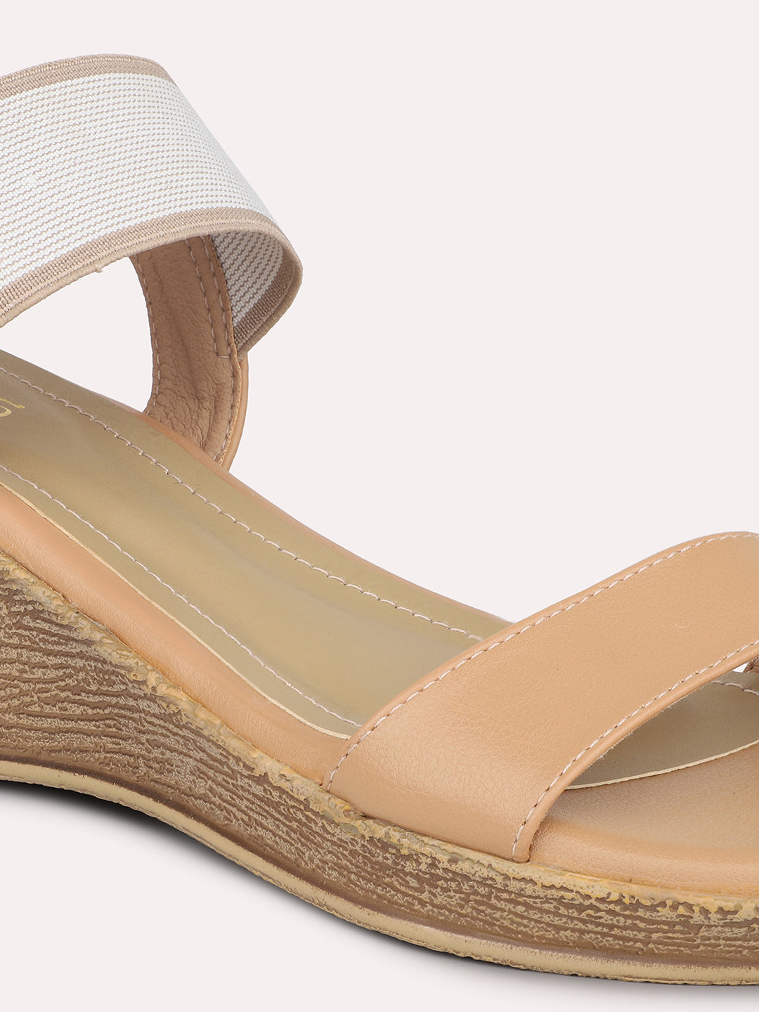 Women Beige Open Toe Wedges Heels