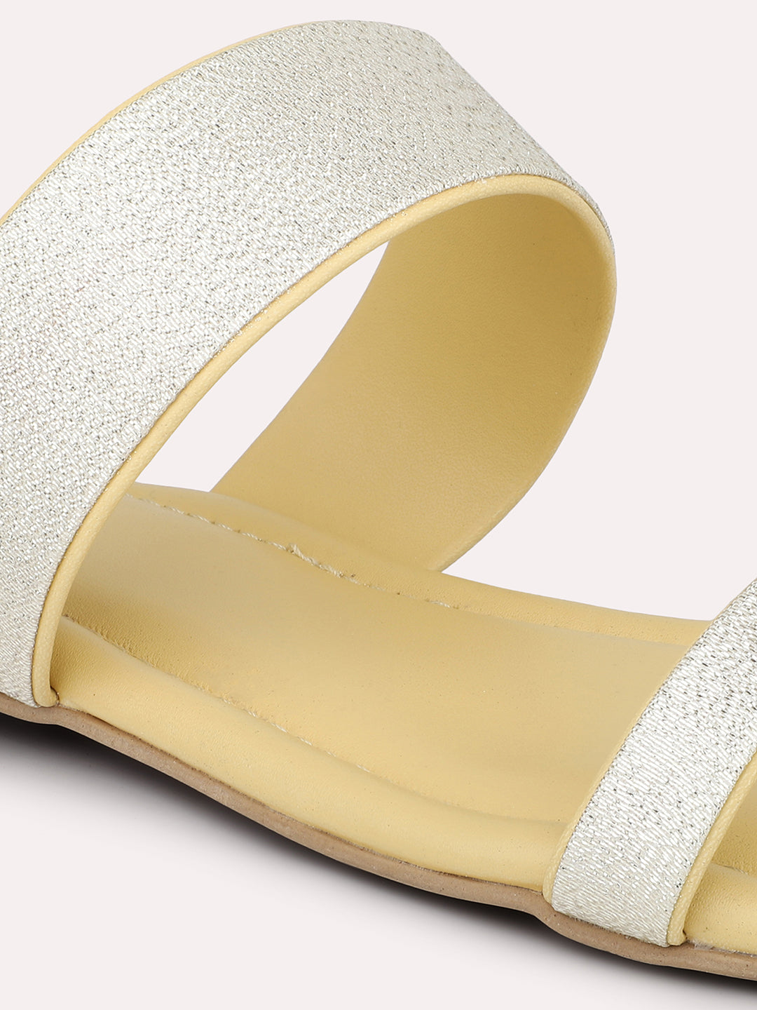 Women Yellow & Silver Colourblocked Open Toe Flats