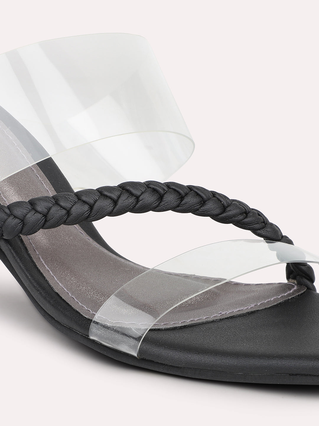 Women Black & Transparent Colourblocked Stiletto Heels