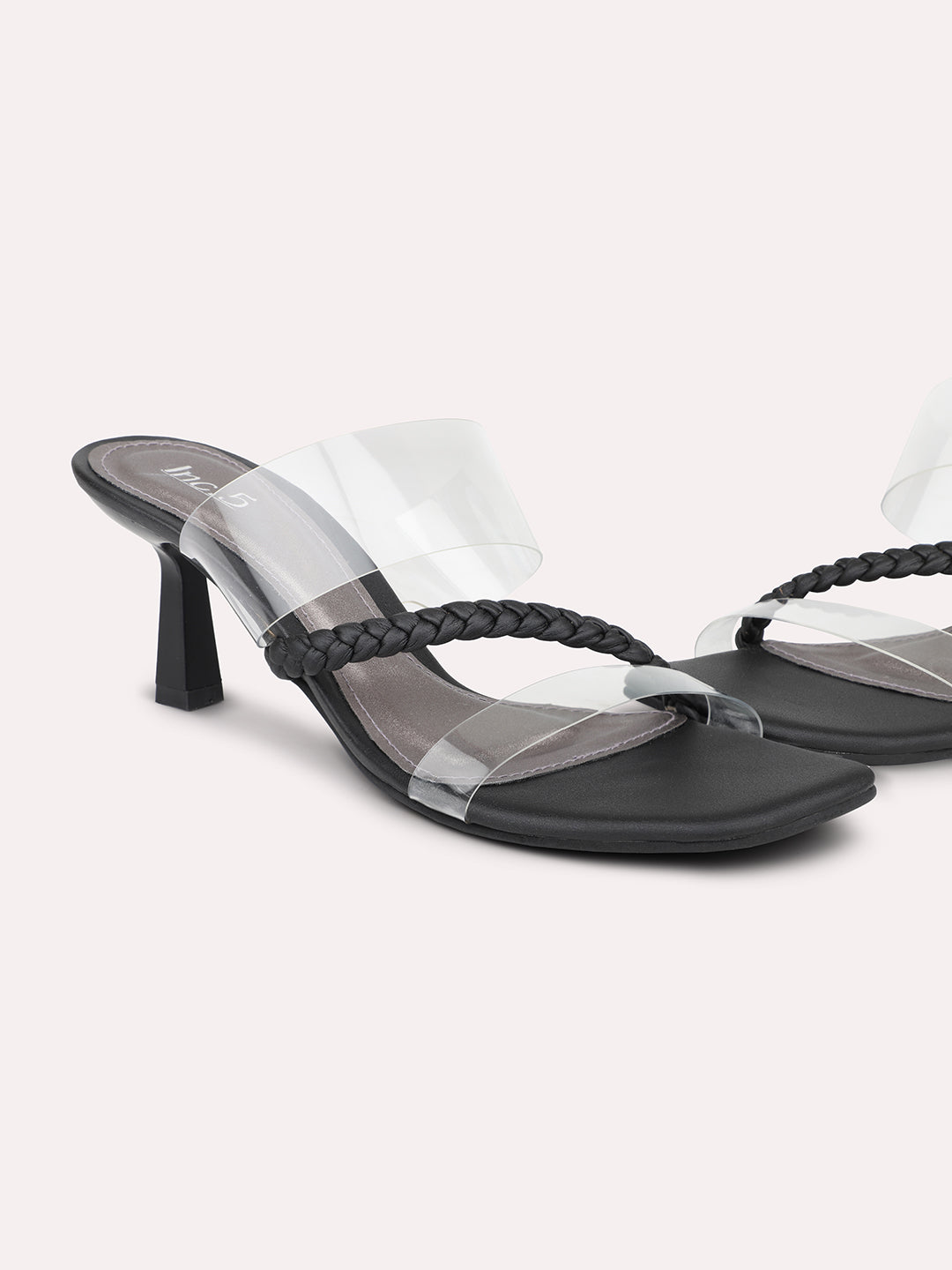 Women Black & Transparent Colourblocked Stiletto Heels