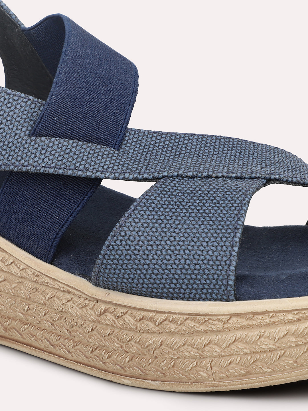 Women Blue Textured Wedge Heels