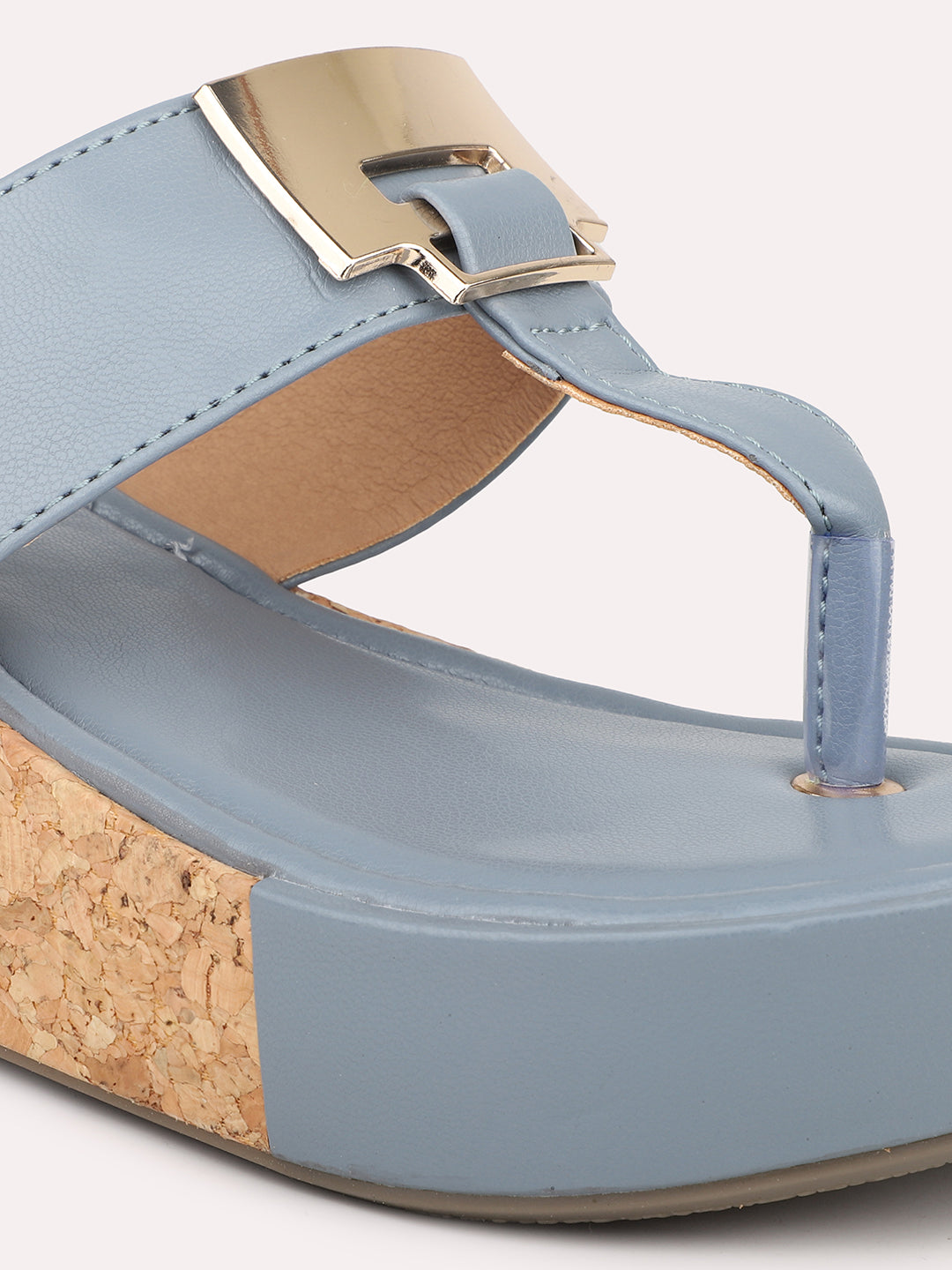 Women Grey Textured Open Toe Wedges