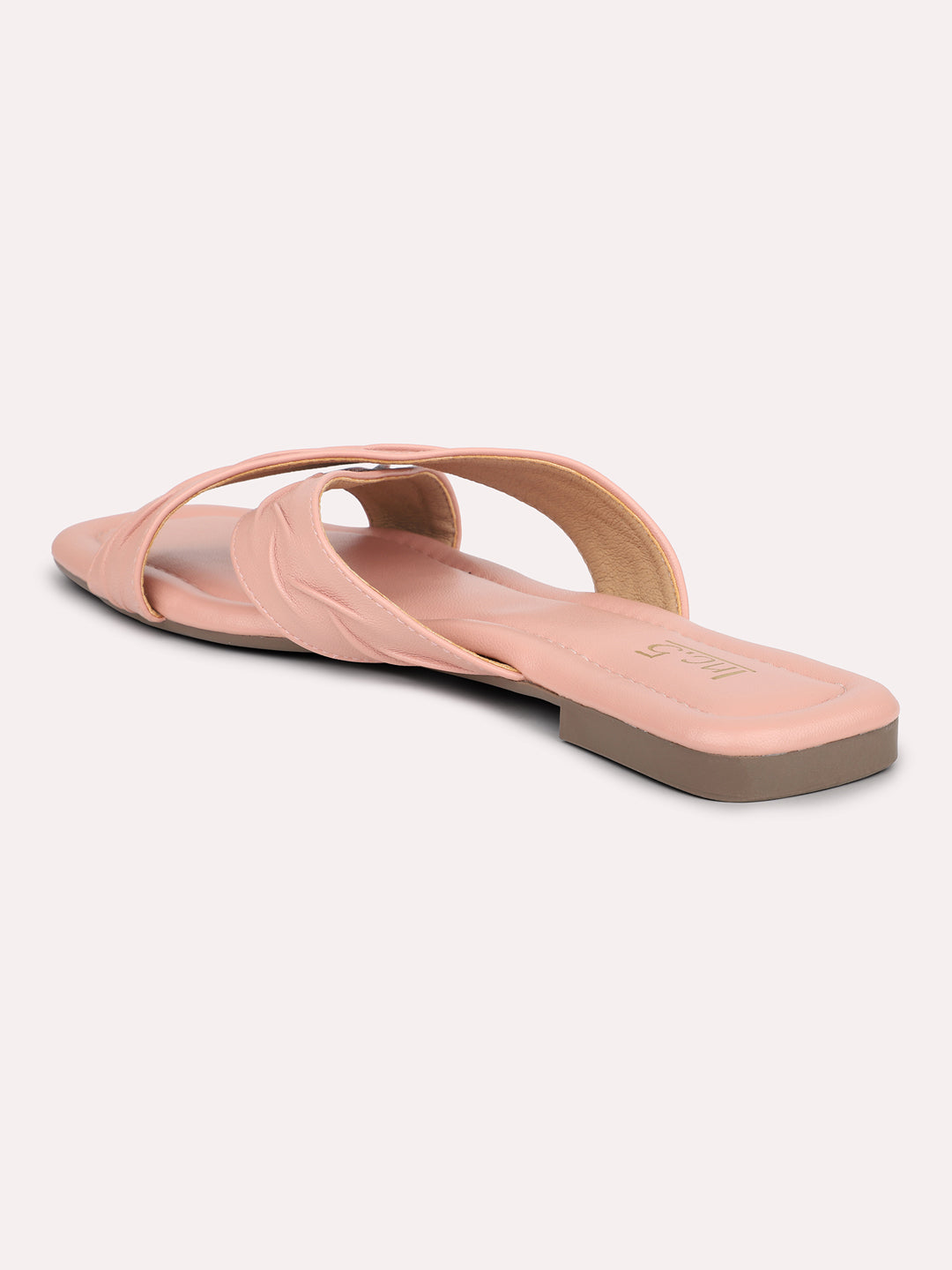 Women Peach Textured Open Toe Flats