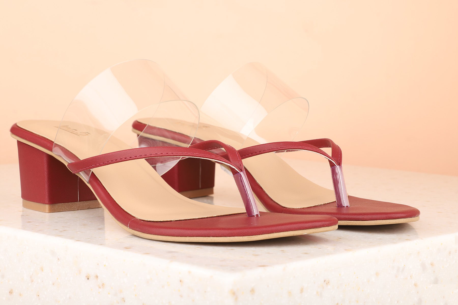 Maroon block heel discount sandals