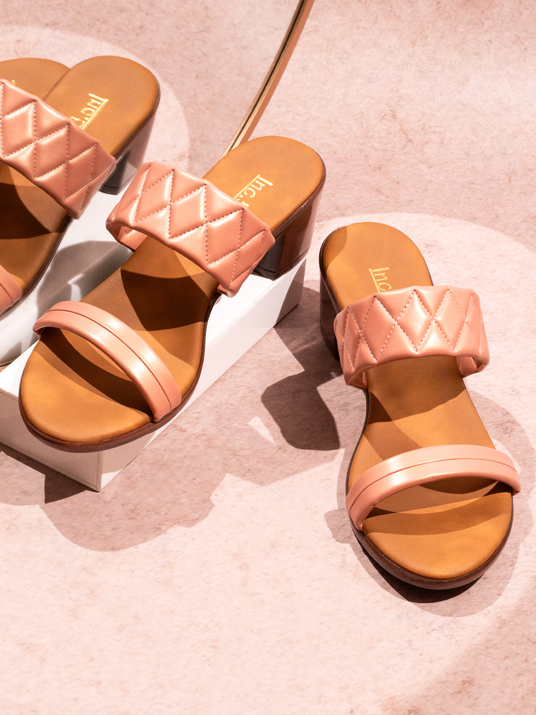 Buy Now Women Pink Solid Block Heels - Main Image