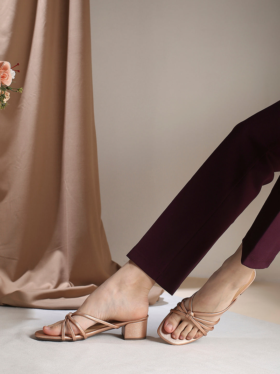 Buy Now Women Pewter Strappy Open Toe Block Heels