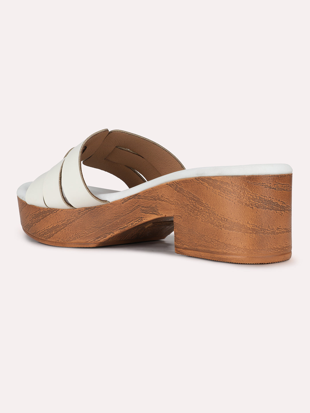 Womens White Casual Solid Round Toe Platform Heel Sandals