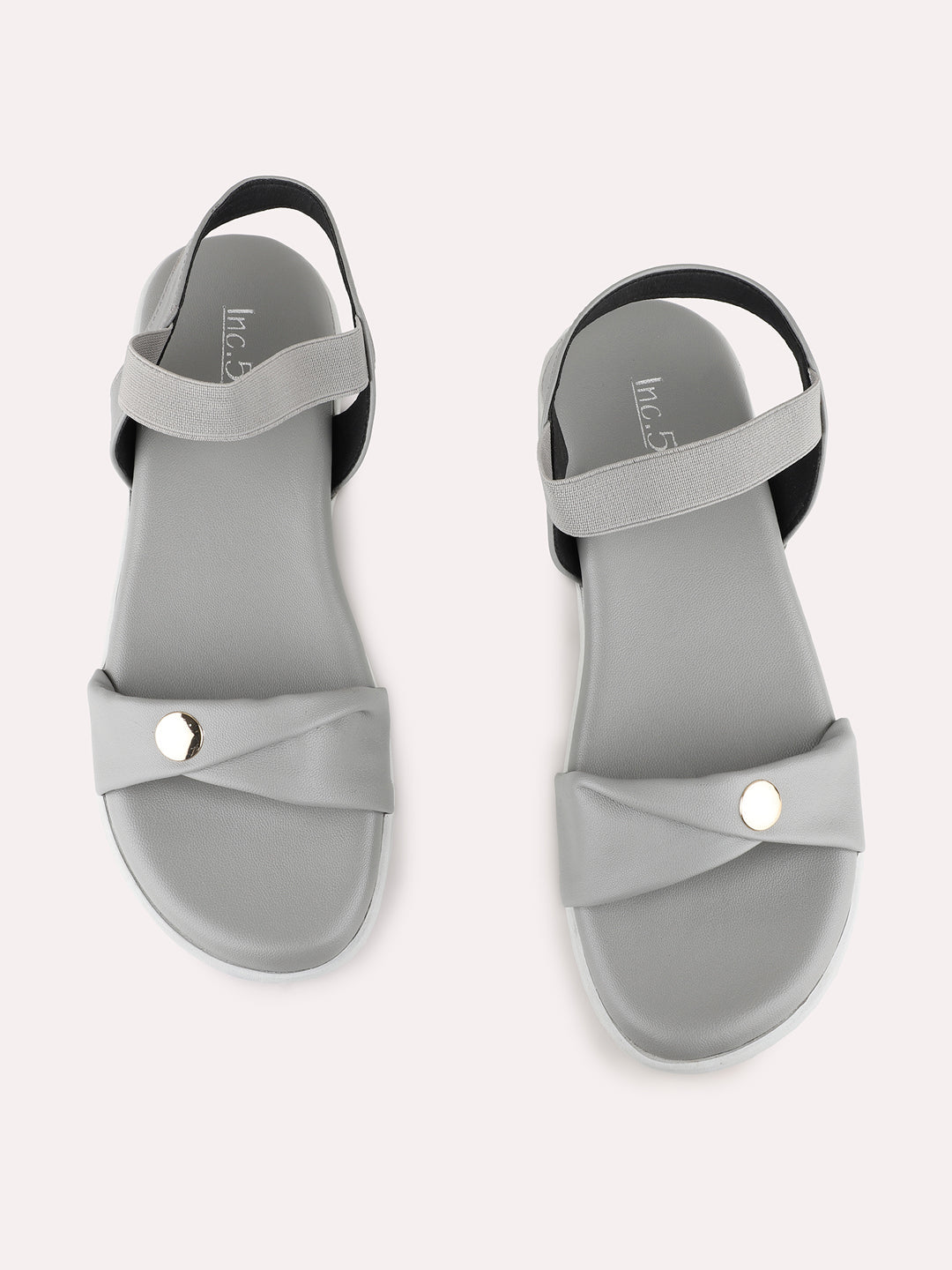 Women Grey Casual Solid Round Toe Sandals