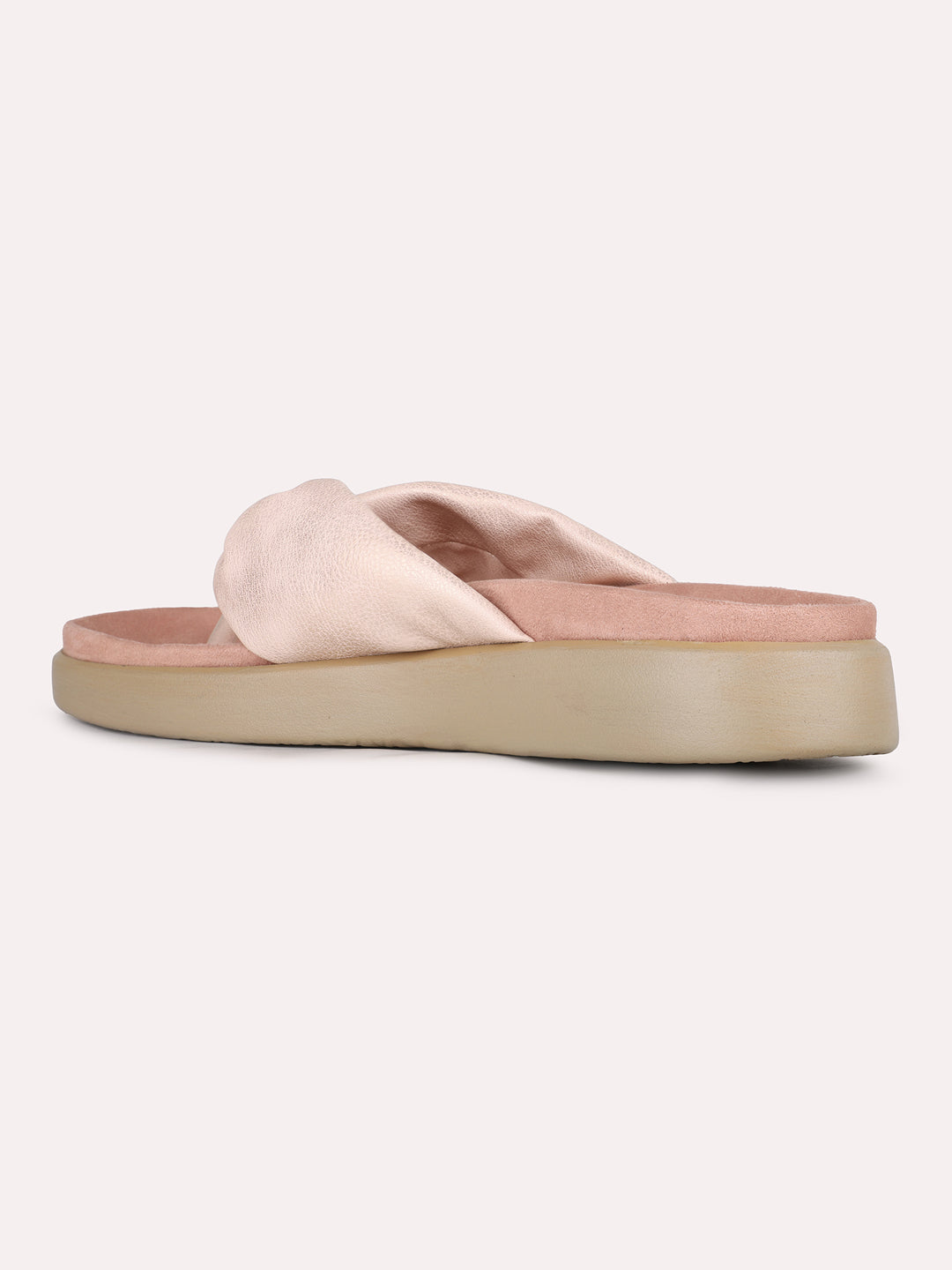 Women Peach Casual Solid Round Toe Slip-On Sandals