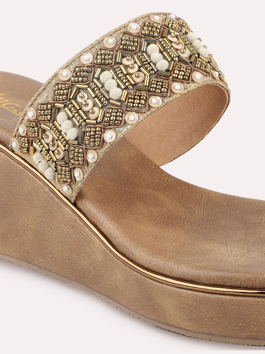 Women Antique Embellished Ethnic Wedge Heels