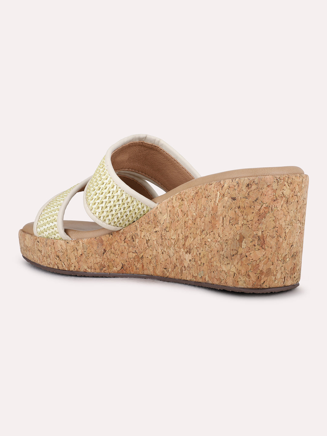 Womens Beige Party Wear Embellished Wedge Heel Sandals