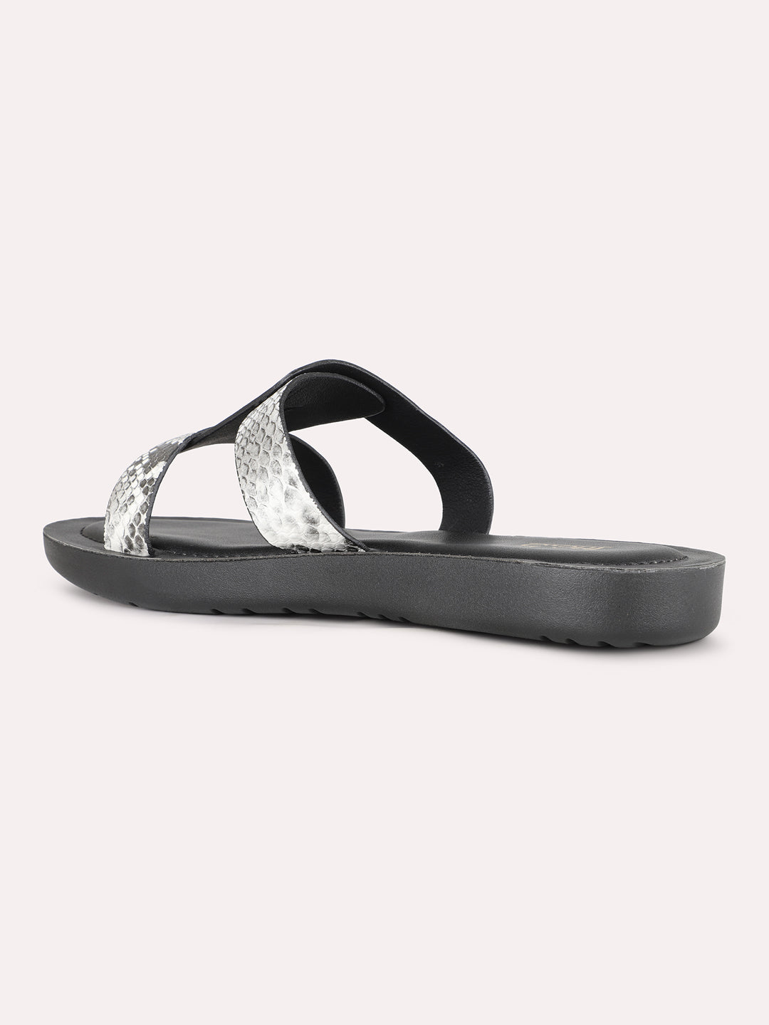 Women Black Casual Solid Open Toe Flats Slip-On Sandals