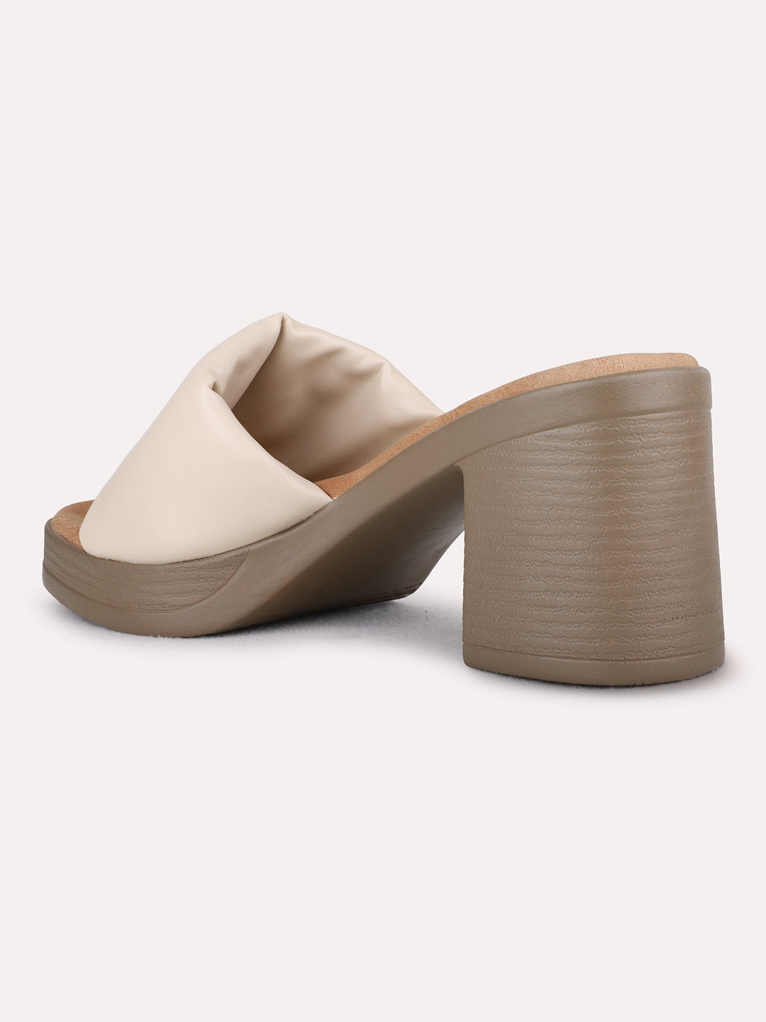 Womens Beige Party Wear Solid Platform Heel Sandals