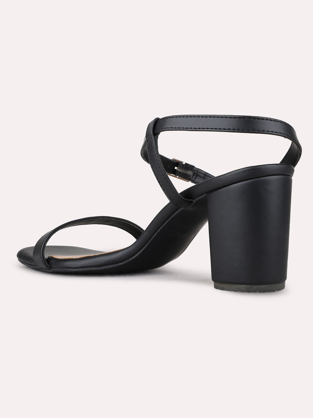 Womens Black Party Wear Solid Square Toe Heels