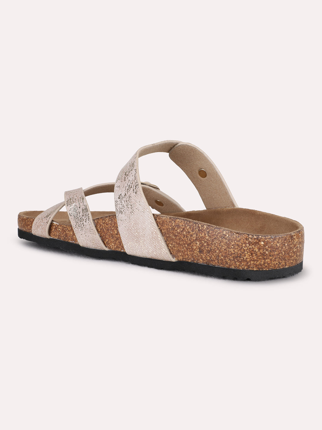 Womens Beige Casual Solid One Toe Flat Slip-On Sandals