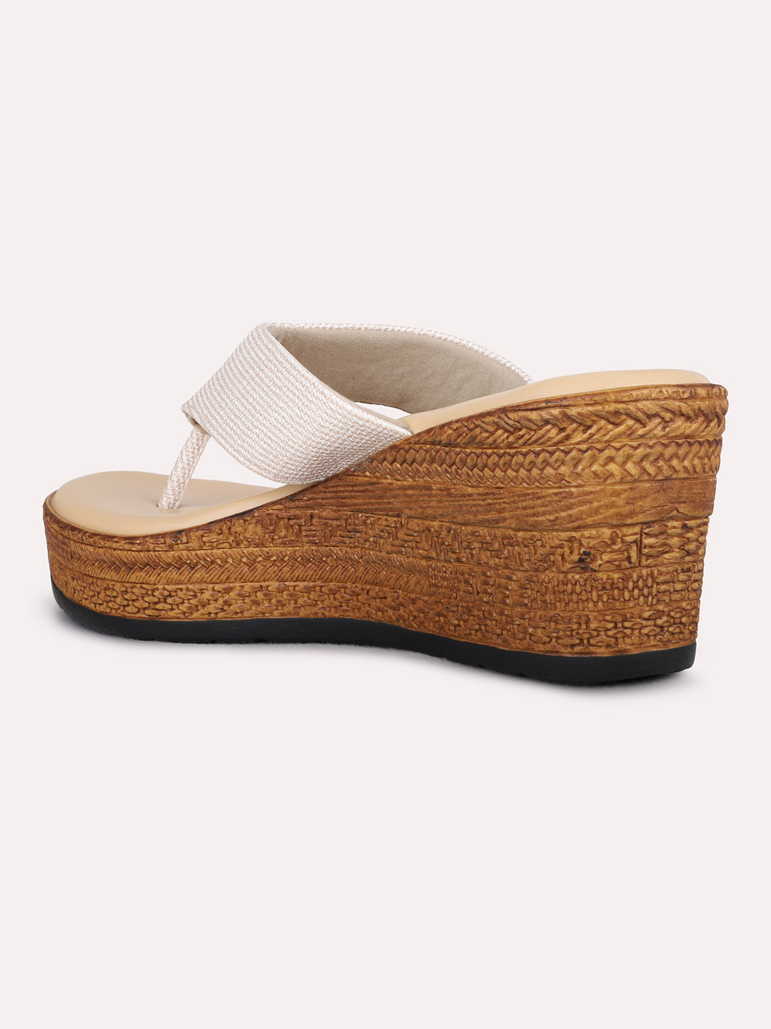 Womens Golden Party Wear Solid Pattern Wedges Sandals