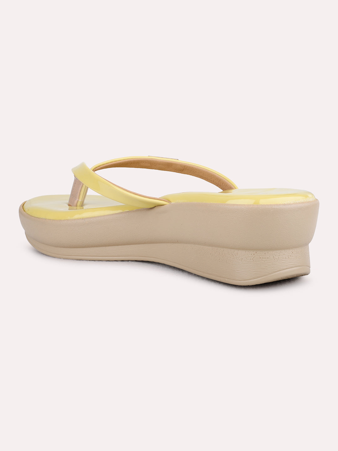 Womens Yellow Casual Solid Wedge Heel Sandals