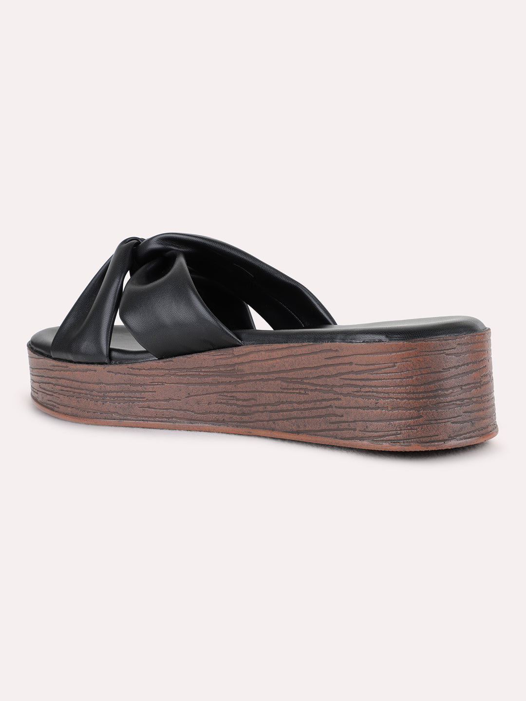 Womens Black Party Wear Solid Open Toe Flat Sandals