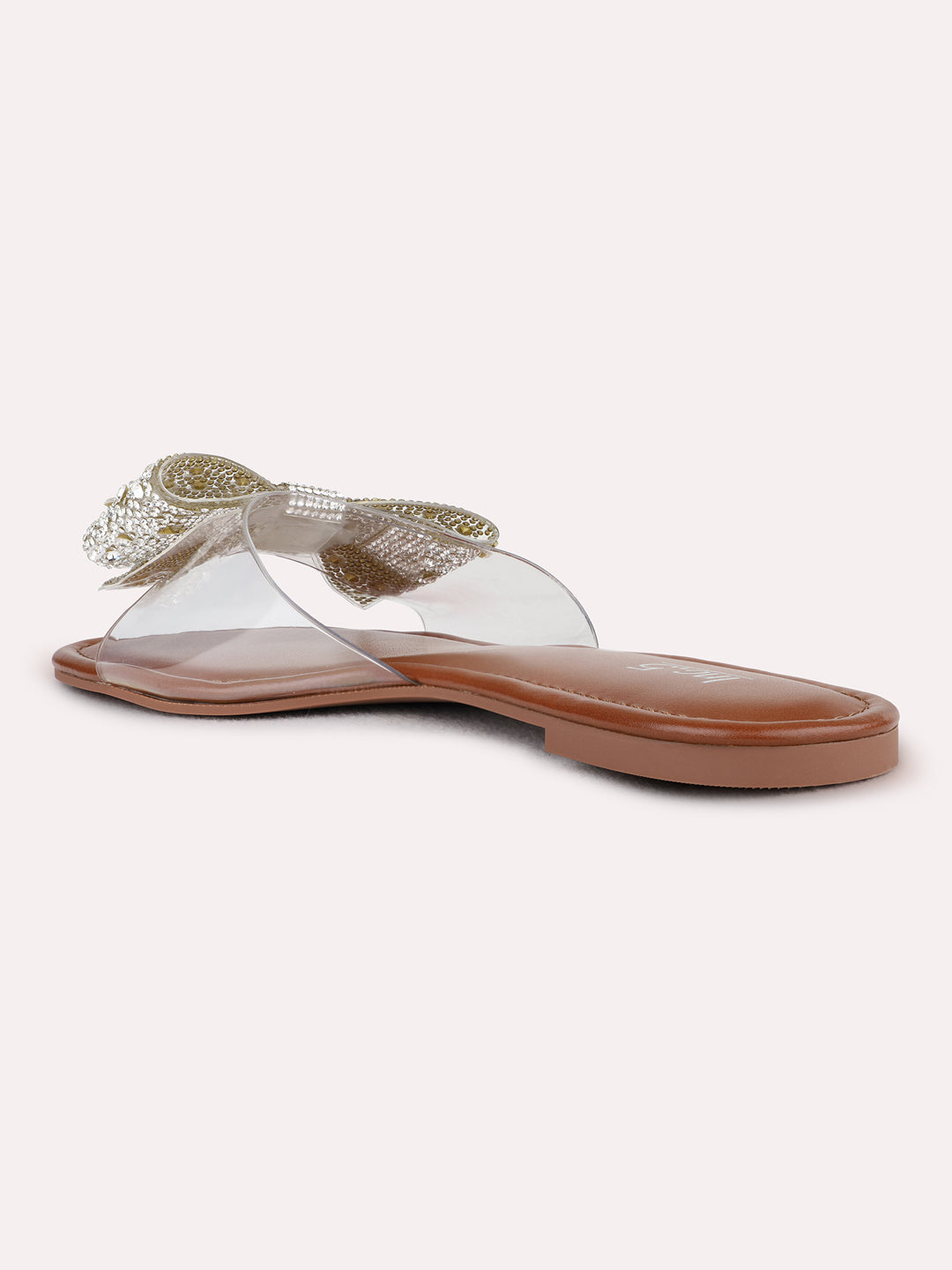 Womens Silver Ethnic Embellished Pattern Open Toe Flats