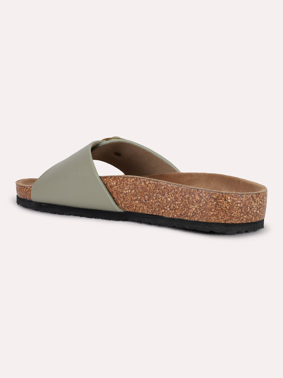 Womens Green Casual Solid Open Toe Flats