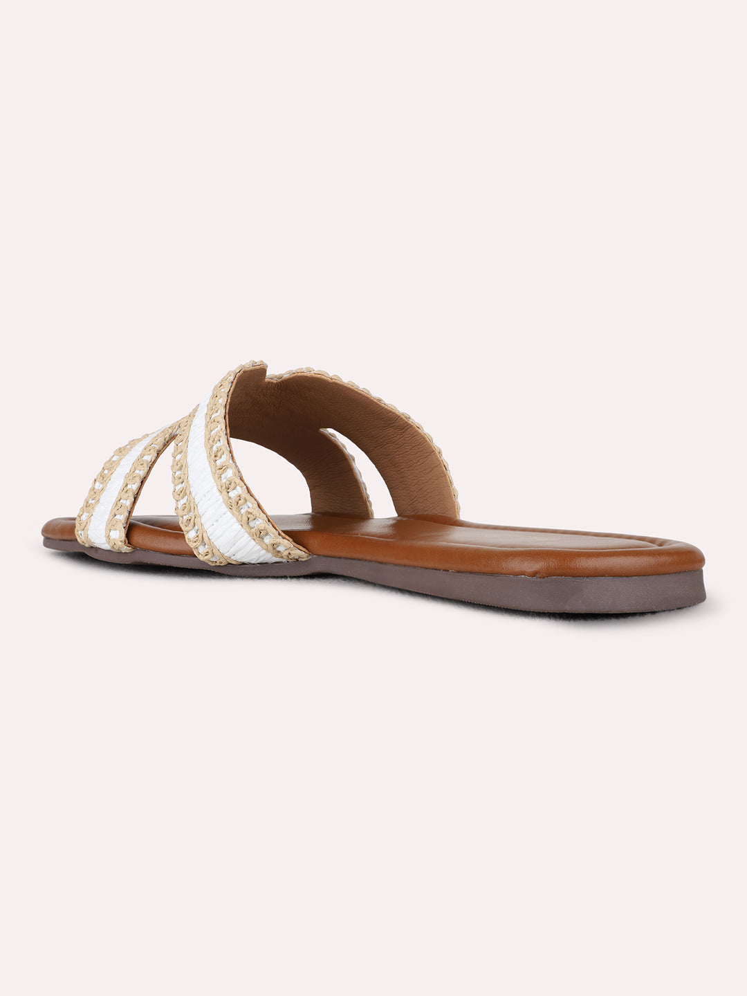 Womens White Casual Solid Open Toe Flats