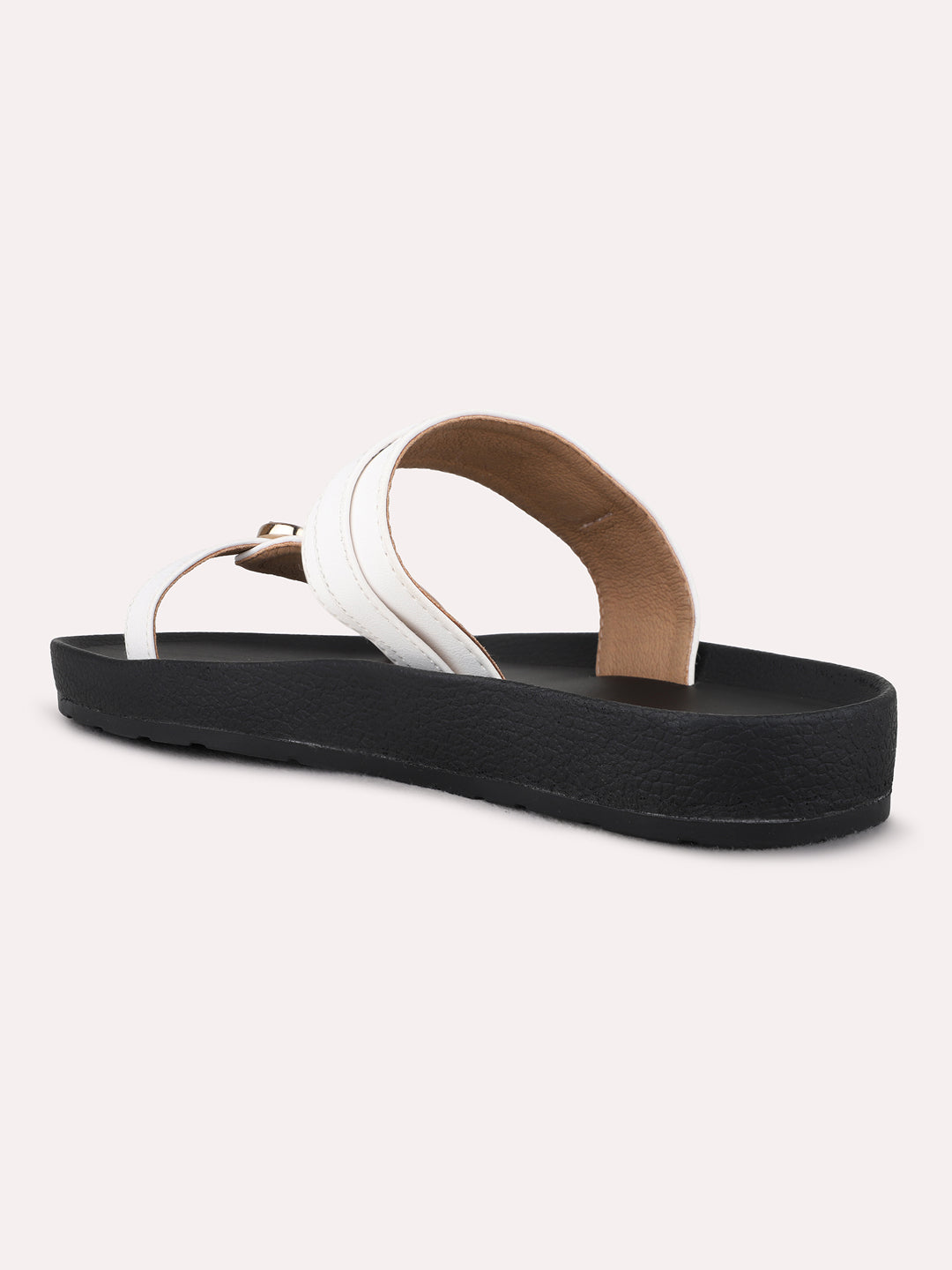 Womens White Casual Solid Open Toe Flat Sandals