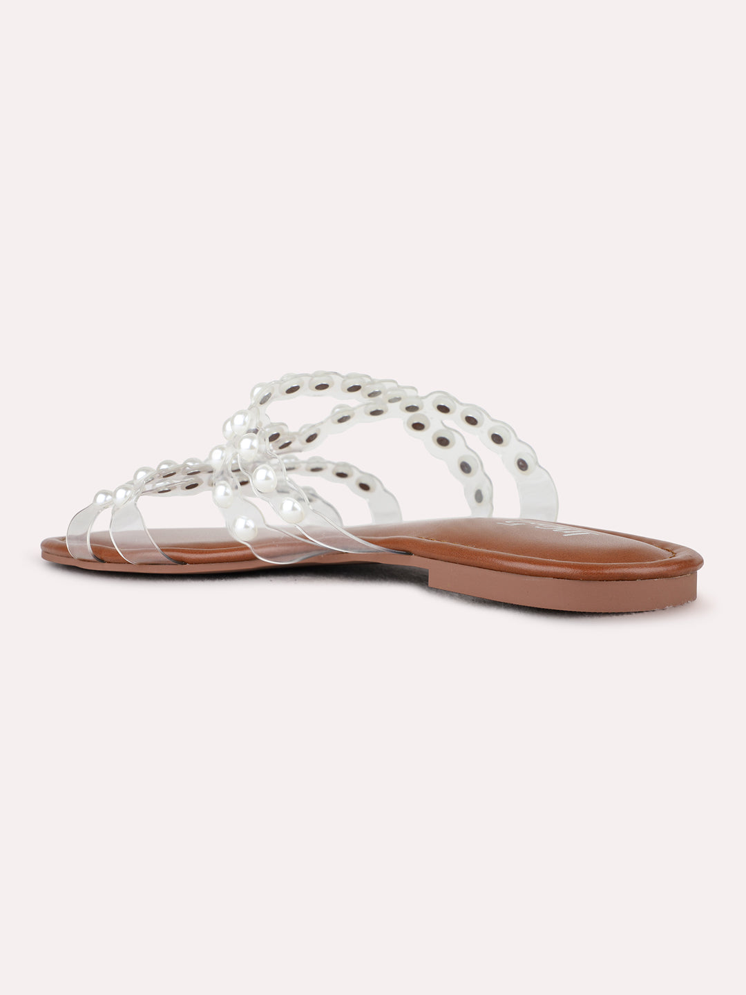 Womens Silver Casual Embellished Open Toe Flats