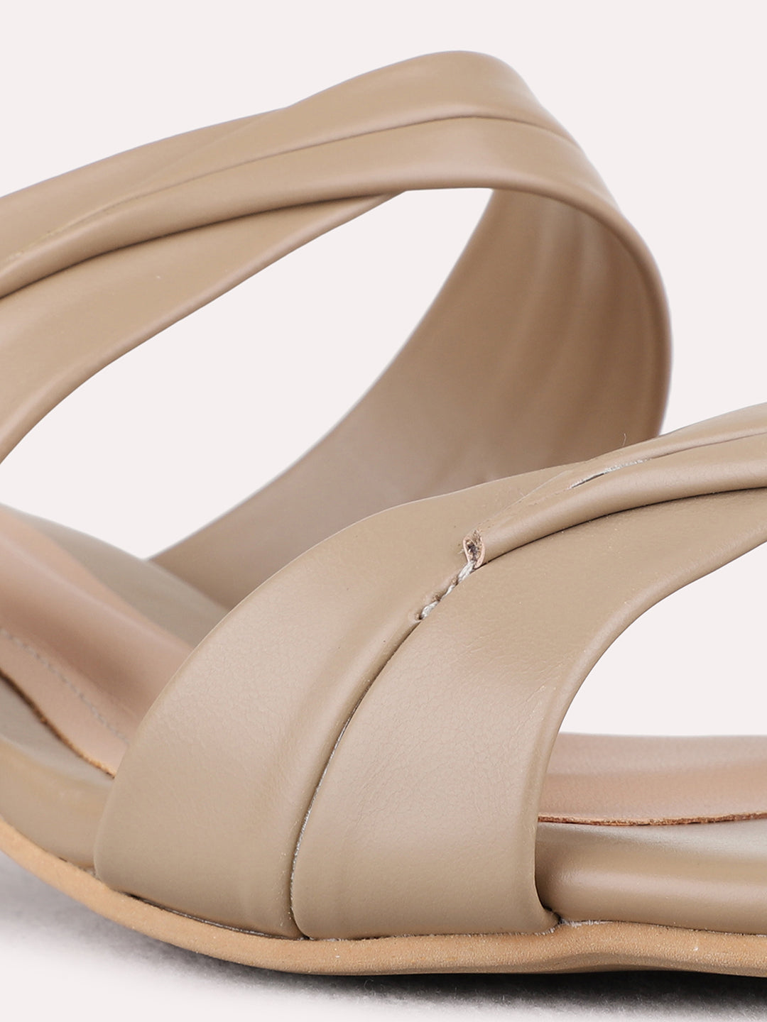 Womens Tan Party Wear Solid Pattern Round To Heels