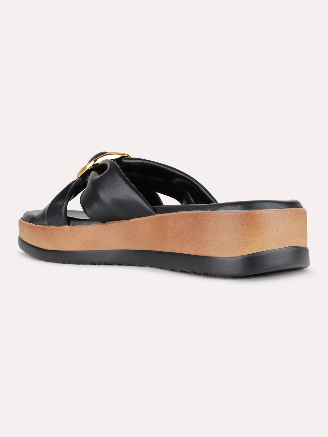 Womens Black Casual Solid Pointed Toe Wedge Heels