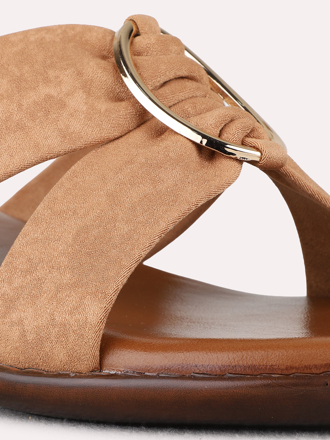 Womens Tan Casual Solid Round Toe Block Heels