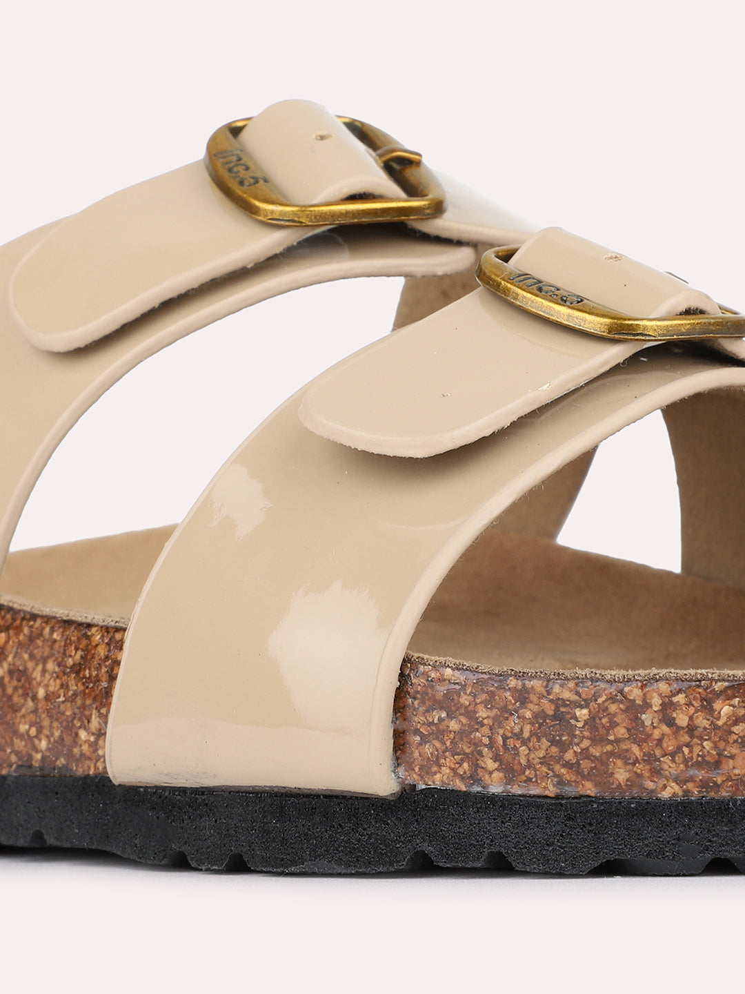 Womens Beige Casual Solid Pattern Open Toe Shape Slip-On Flats
