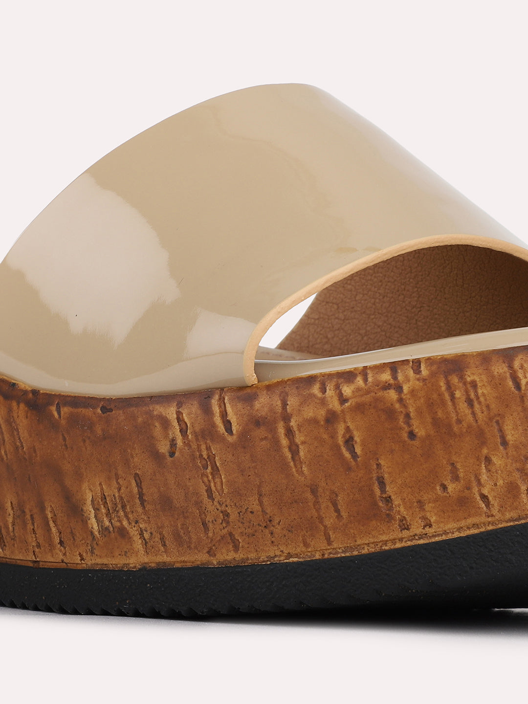 Womens Beige Casual Solid Round Toe Wedge Heels