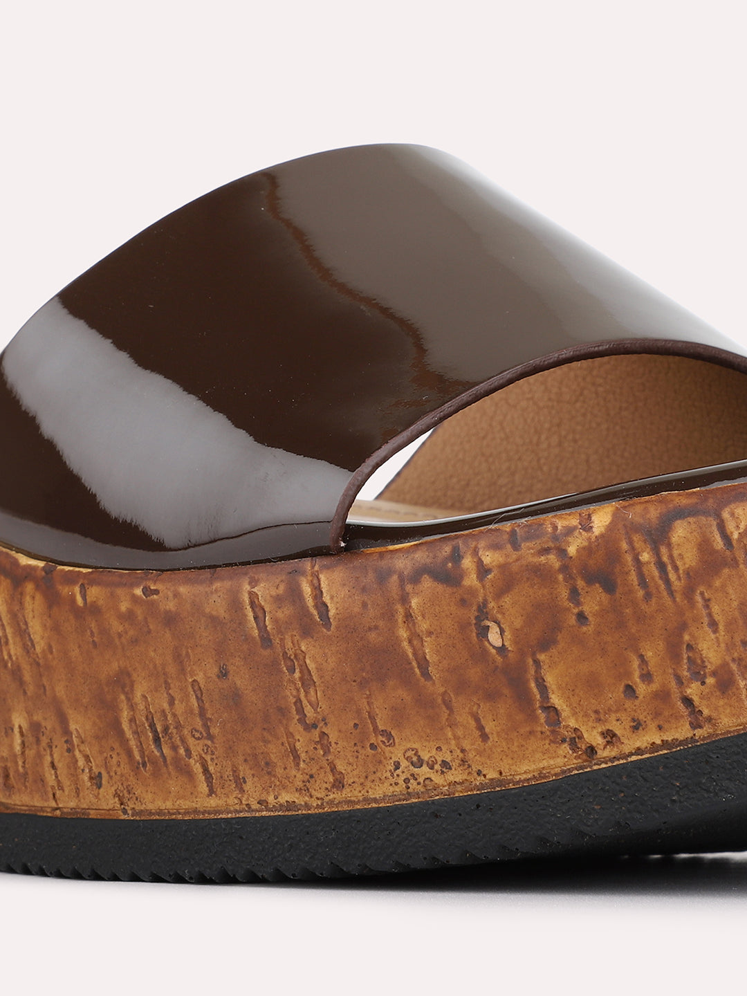 Womens Brown Casual Solid Pattern Round Toe Wedge Heels