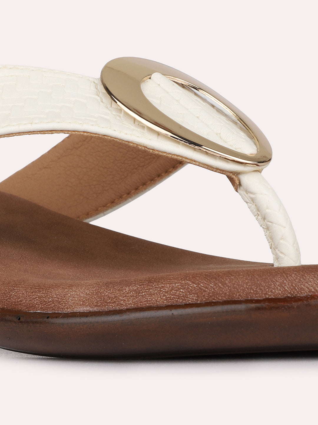 Womens Cream Casual Solid Pattern Round Toe Shape Block Heels