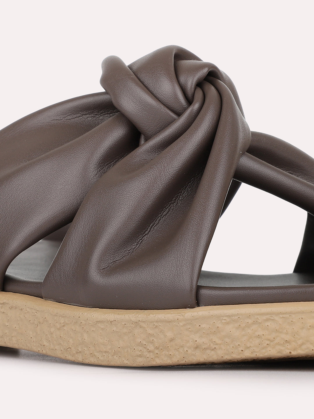 Womens Brown Solid Casual Open Toe Flats