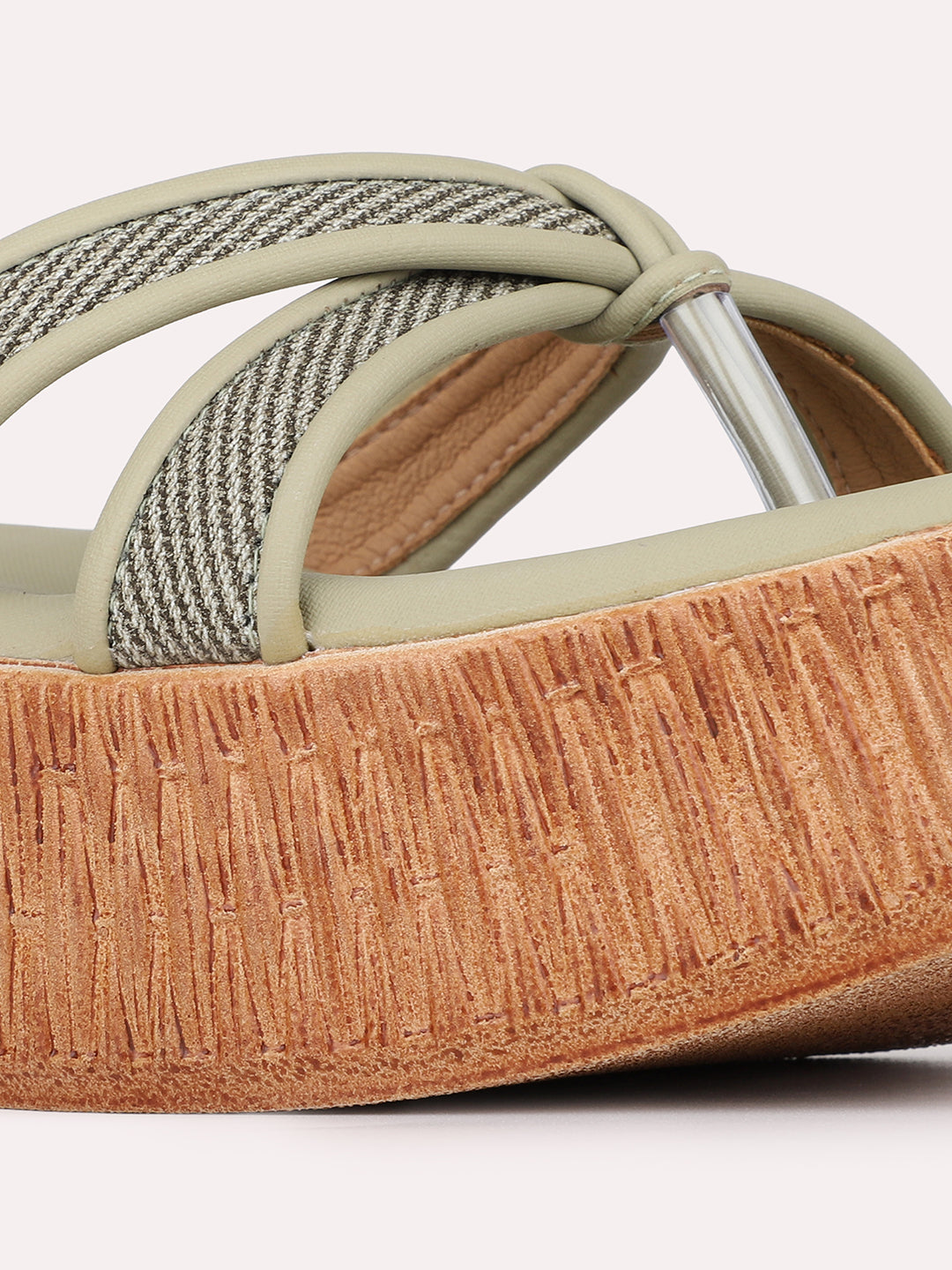 Womens Green Casual Solid Round Toe Wedge Heels