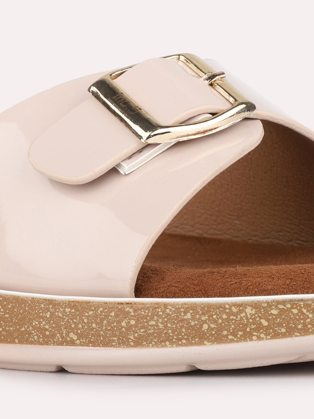 Womens Beige Casual Solid Pattern Open Toe Flats