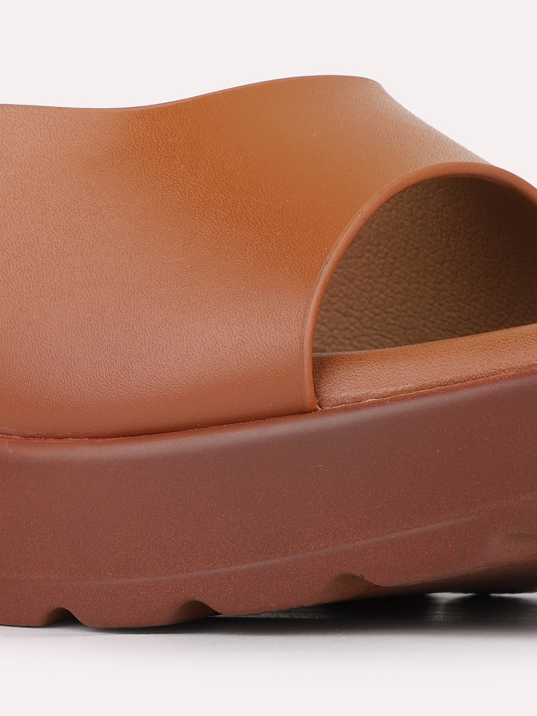 Womens Tan Casual Solid Pattern Round Toe Shape Platform Heels