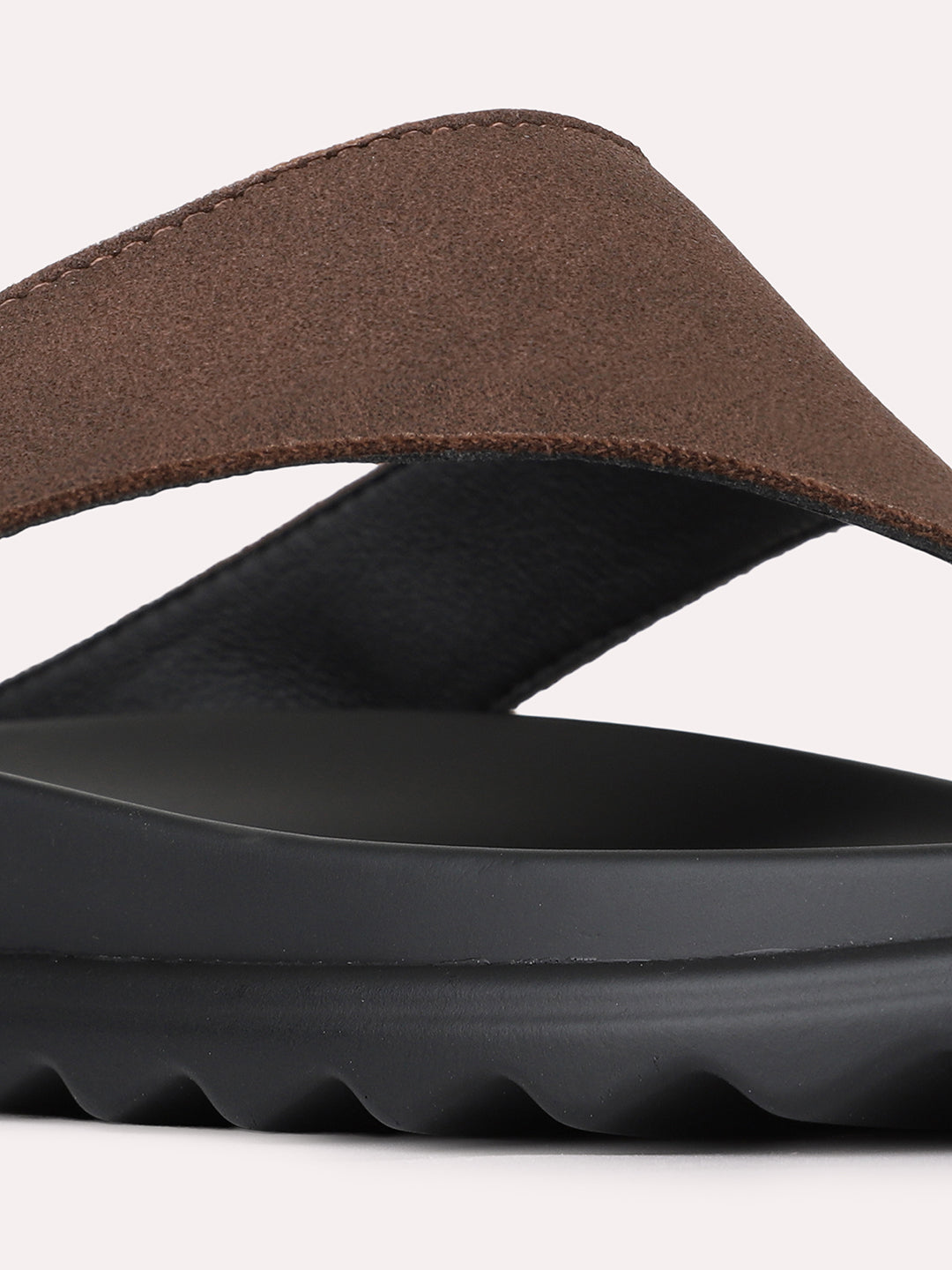 Womens Brown Casual Solid Pattern T-Strap Slip-On Flats