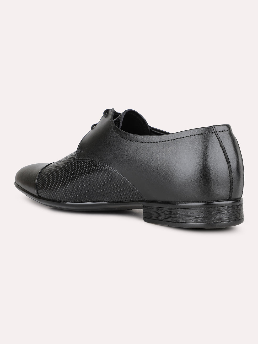 Mens Black Formal Solid Pattern Pointed Toe Derby Shoe