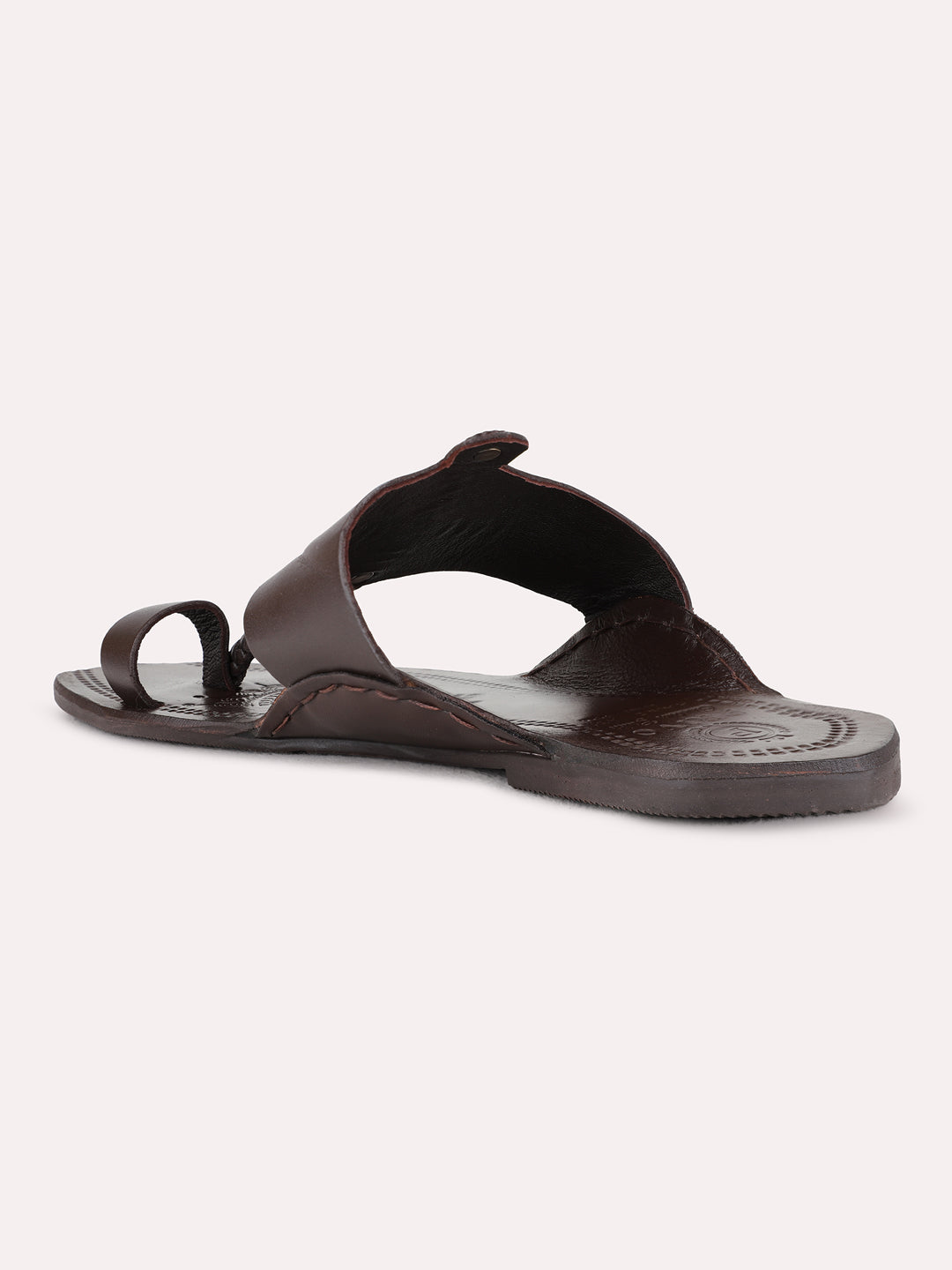 Mens Casual Brown One Toe Flat Slip-On Sandals