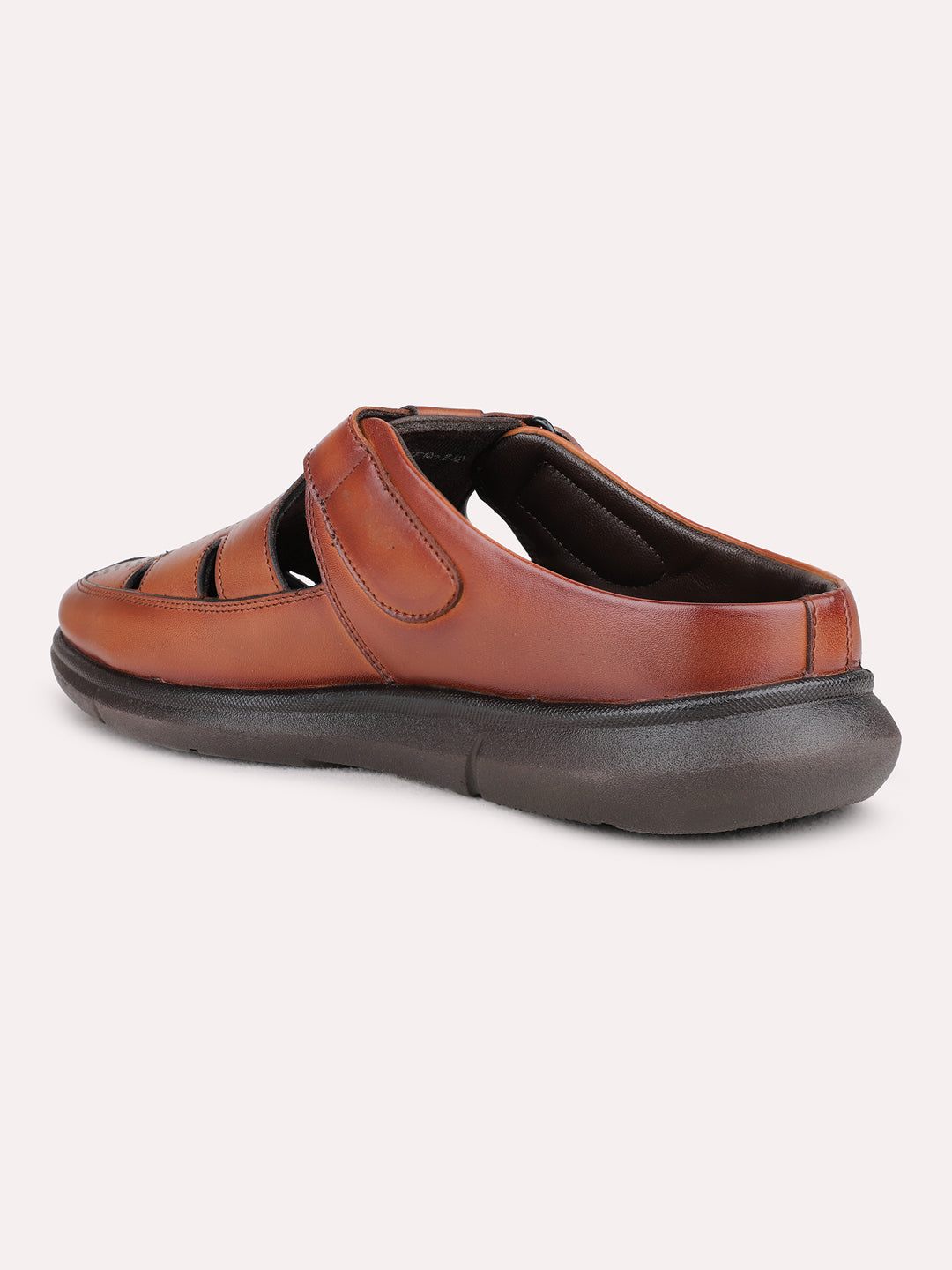 Mens Tan Casual Solid Round Toe Sandals
