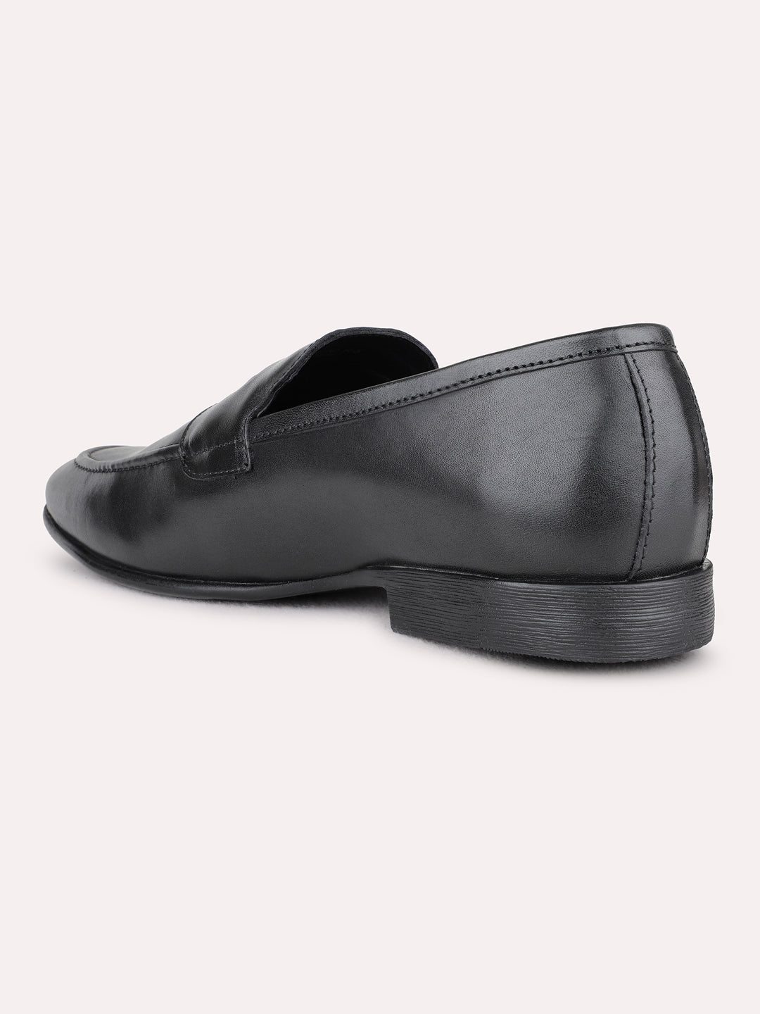 Mens Black Solid Pointed Toe Loafers