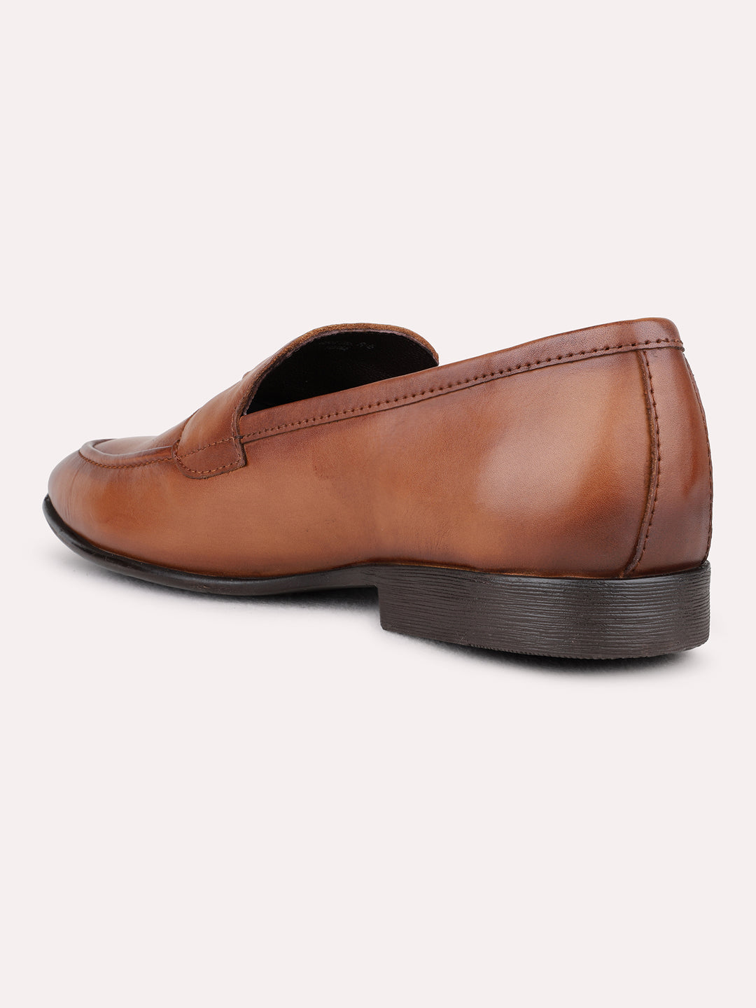 Mens Tan Solid Pointed Toe Loafer Shoes