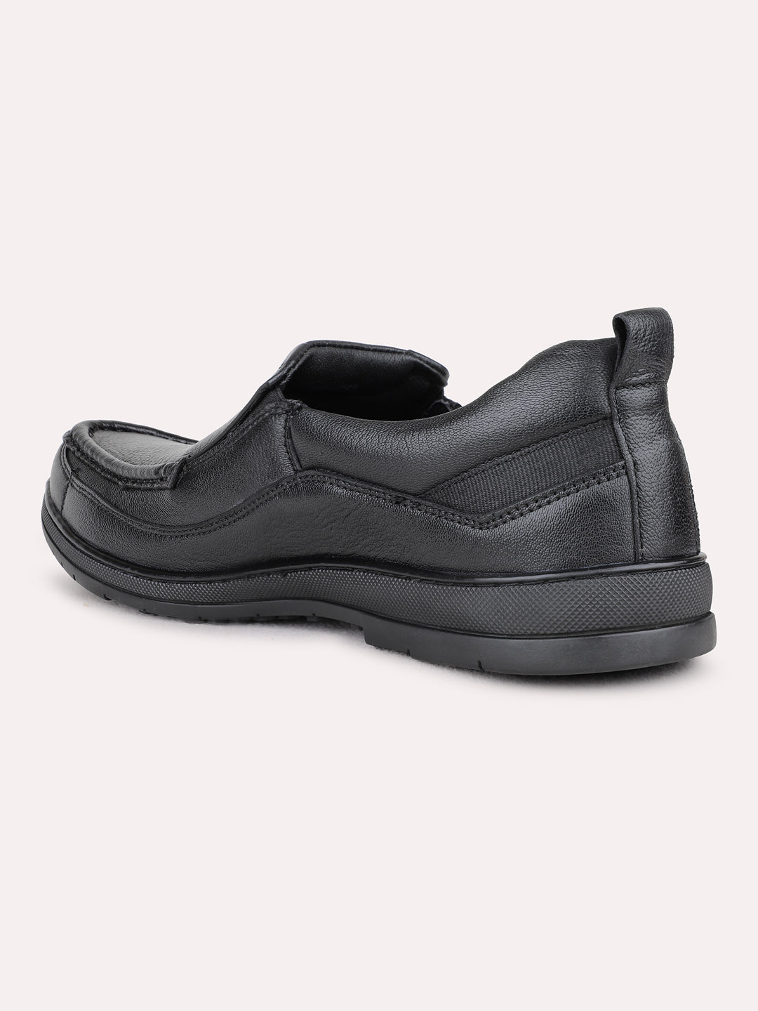 Mens Black Formal Solid Round Toe Moccasin Shoe