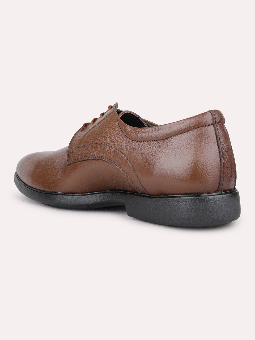 Mens Brown Formal Solid Round Toe Derby Shoe